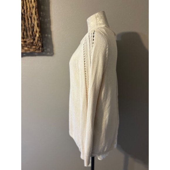 LUCKY Brand Sweater Top M Medium Cream Gold Back Details - Picture 4 of 9